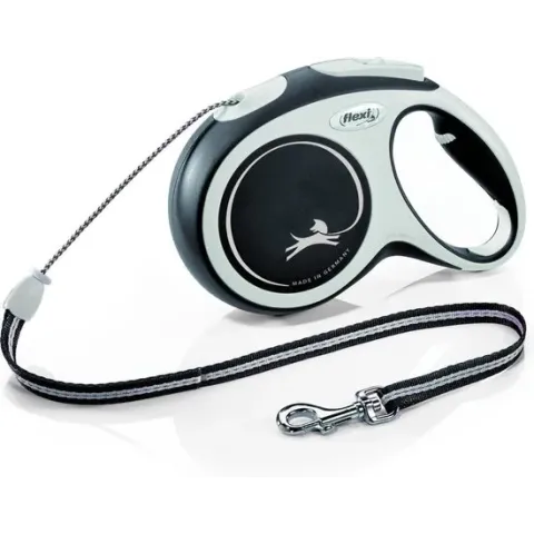 Flexi Rollijn New Comfort Koord M Zwart&Lichtgrijs - Hondenriem - 8 m