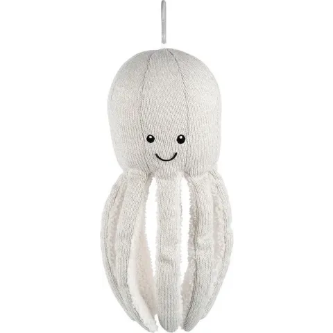 Flow - Knuffeldier Met Bluetooth Speaker Ingebouwd - Lichtgevend - Octopus - Grijs - 13 x 13 x 30 cm