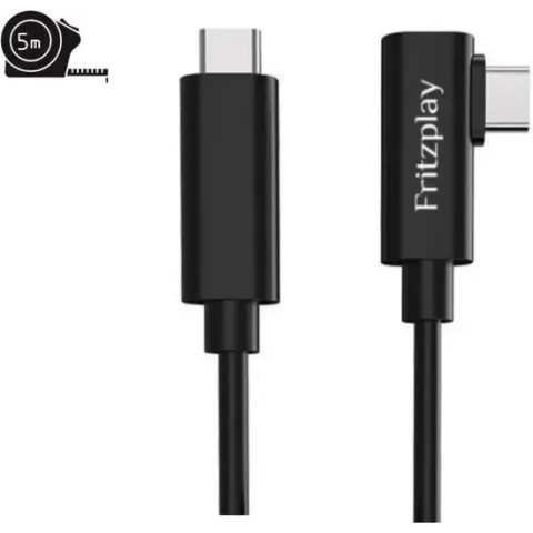 Fritzplay© Link kabel geschikt voor Oculus Quest 2 | USB C naar C kabel | 5 meter/16ft | incl klittenband