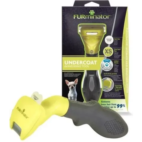 FURMINATOR Grooming Tool - Verwijdert 90% van dood haar - Reiniging in 1 klik - Voor honden van zeer kleine omvang