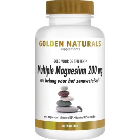 Golden Naturals Multiple Magnesium 200mg (60 veganistische tabletten)