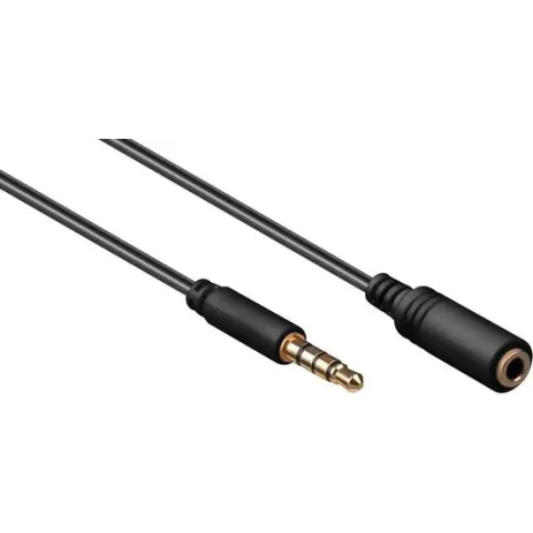 Goobay 3,5mm Jack 4-polig audio slim verlengkabel AWG28 / zwart - 2 meter