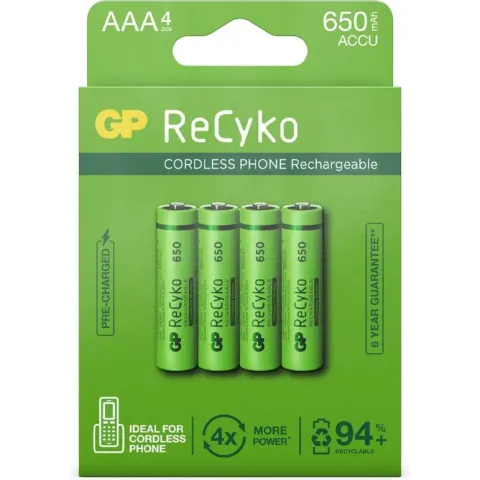 GP ReCyko oplaadbare batterijen AAA 650 mAh - 4 stuks