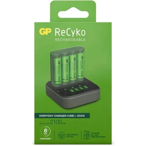 GP ReCyko B4D45 4-voud LCD 4Port Docking St. + 4x AA NiMh 2100mAh