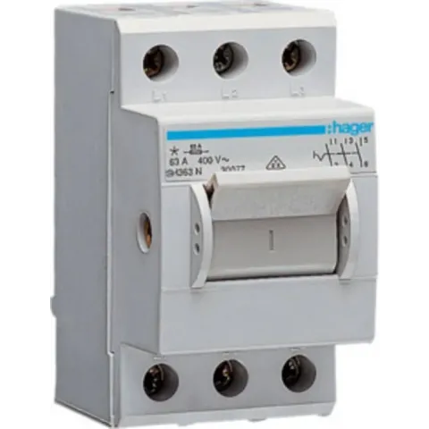 Hager SH363N Hoofdschakelaar Grijs 3-polig 63 A 230 V/AC, 400 V/AC