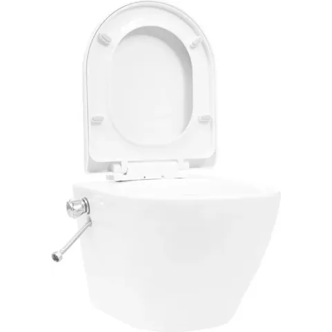 Hangend toilet randloos met verborgen stortbak keramiek wit