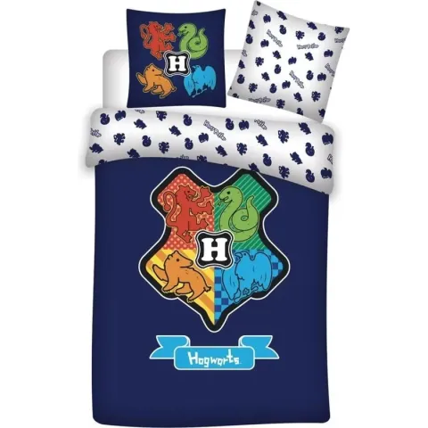 Harry Potter Dekbedovertrek Hogwarts Logo - Eenpersoons - 140 x 200 - Katoen