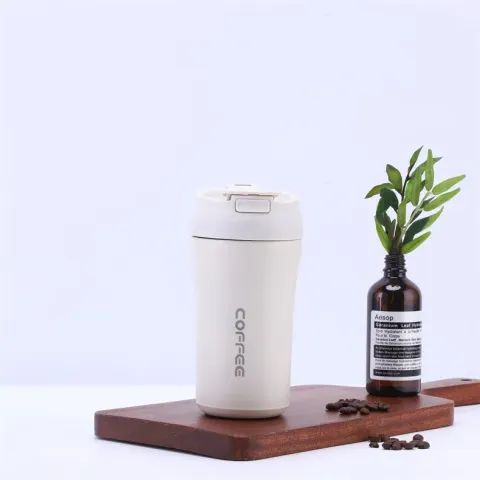 Hbs Rvs Thermosbeker - Drinkfles - Herbruikbare Koffiebeker - 420 Ml - Wit | Welhof; Dé Outlet Store Van De Benelux