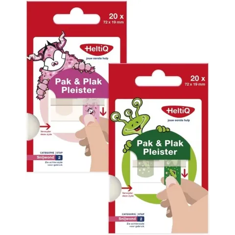 HeltiQ - Pak & Plak pleisters Groen - 20 stuks - Ophang systeem