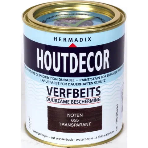 Hermadix Houtdecor Verfbeits Transparant - 0,75 liter - 655 Noten