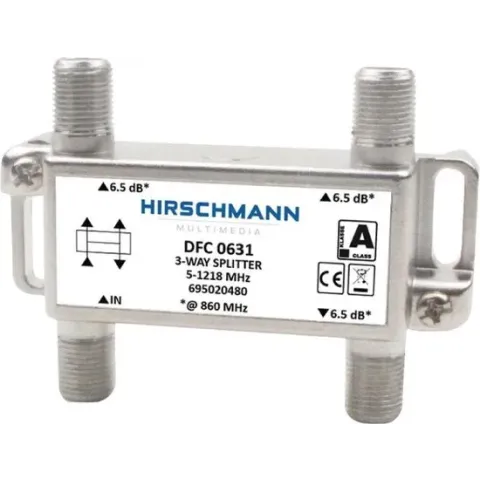 Hirschmann splitter DFC0631 met 3 uitgangen / 6,5 dB / 5-1218 MHz