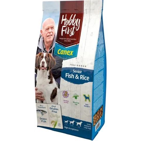 Hobby First First Canex Senior - Vis & Rijst - Hondenvoer - 12 kg