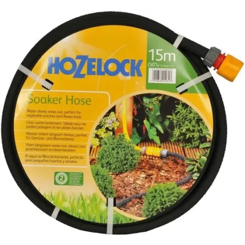 Hozelock Druppel slang poreus - 15m Ø 12,5 mm voor oa. groentetuin met koppeling