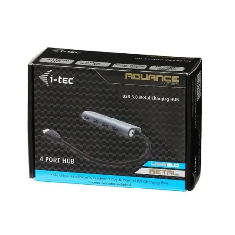 I-TEC USB 3.0 Metal Charging HUB 4 Port with power adaptor 4x USB charging port. For Tablets Notebooks Ultrabooks PC