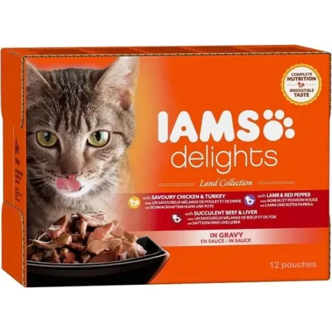 Iams cat delights multipack land collection kattenvoer 12x85 gr