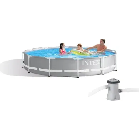 Intex Opzetzwembad - Prism Frame - Ø366 x 76 cm - Met pomp - Grijs