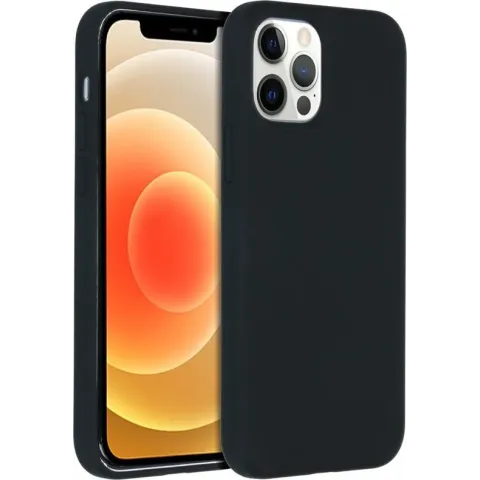 iPhone 12 Hoesje Siliconen - iPhone 12 Pro Hoesje - Accezz Liquid Silicone Backcover - Zwart