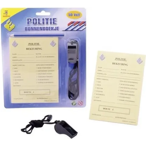 Johntoy Politie Bonnenboekje met Potlood en Fluit