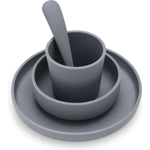 Jollein Dinerset siliconen - Kinderserviesset 4-delig - Storm grey