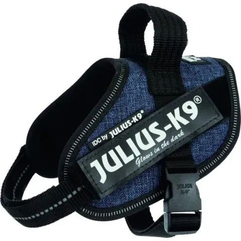Julius K9 IDC Hondenpowertuig maat mini-mini jeanskleur 40-53cm.