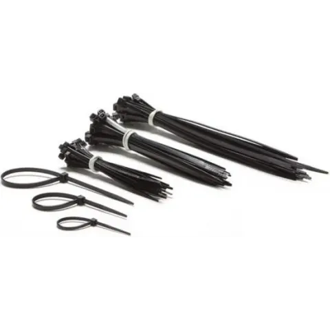Kabelbinders / Tie wraps SET - 3 maten (75 St.) - Zwart Nylon Perel - Tie ribs - Tie wraps - Ty Raps