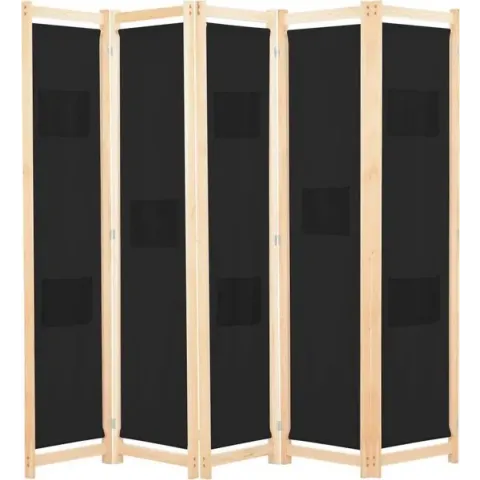 Kamerverdeler met 5 panelen 200x170x4 cm stof zwart