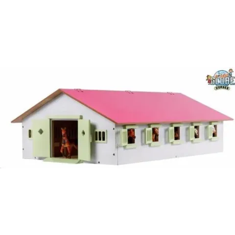 Kids Globe Paardenstal met 9 boxen 1:32 roze 610188