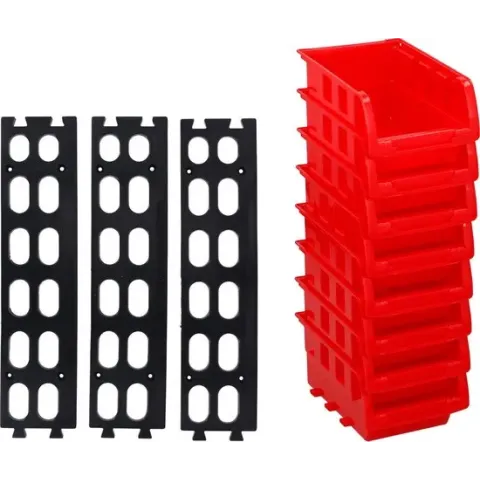 Kinzo - stapelbare bakjes - 8 stuks - met ophangsysteem