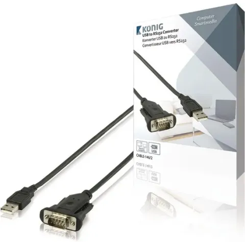 König - USB naar Seriële kabel - Zwart - 0.9 meter