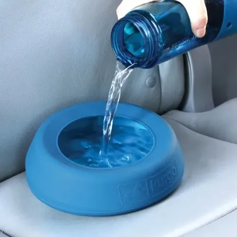 Kurgo Splash-Free Wander Water Bowl - Drinkbak voor in de auto  - Blauw of Rood - Blauw