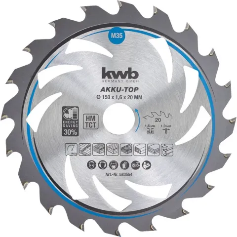 KWB Dun Zagend Cirkelzaagblad, met hardmetaal versterkt 150x20mm