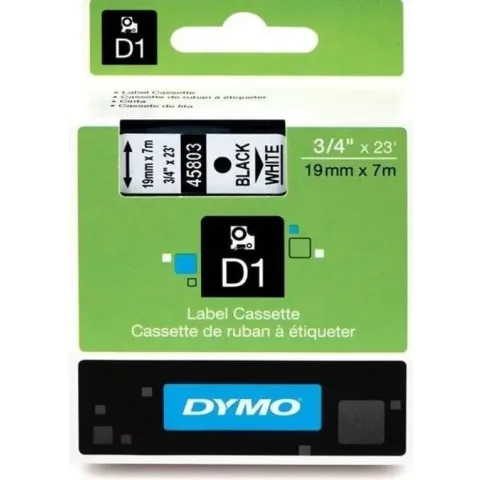 Labeltape Dymo 45803 D1 720830 19mmx7m zwart op wit