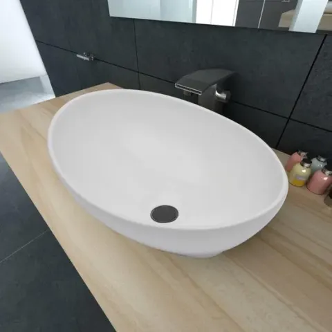 Luxe keramische wasbak ovaal 40 x 33 cm (wit)