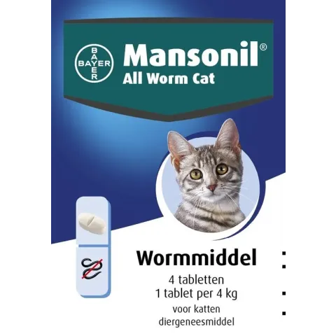 Mansonil All Worm Cat Ontworming - Kat - 4 tabletten