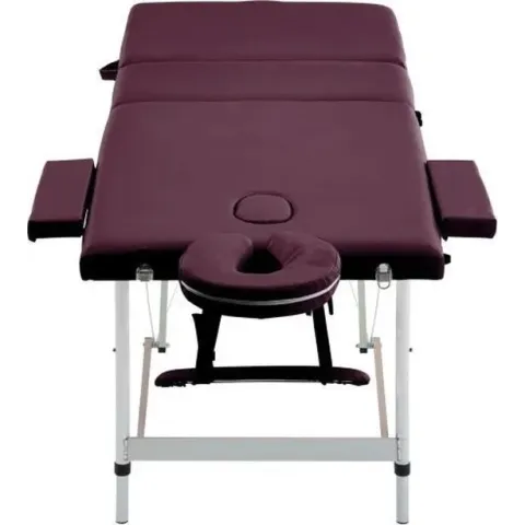 Massagetafel inklapbaar 3 zones aluminum wijnpaars
