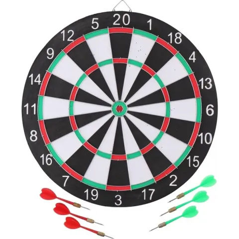 Master Darts Dartbord - met 6 pijltjes, kartonnen scorebord en marker - 41cm