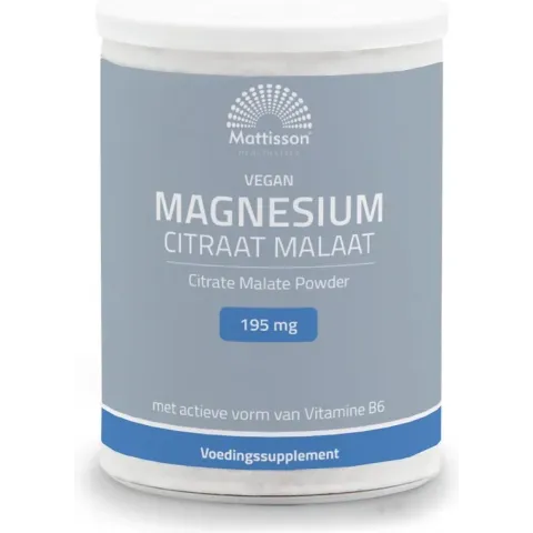 Mattisson - Magnesium Citraat Malaat Poeder 195 mg - 13% elementair magnesium - 125 g