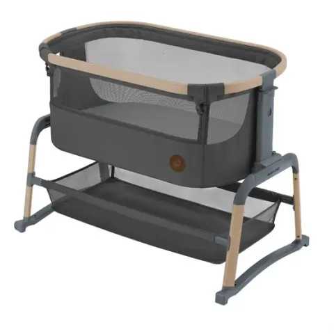 Maxi-Cosi Iora Air Co-sleeper - Beyond Graphite - 100% gerecyclede stoffen - Schommelfunctie - Ademende stoffen - Dikke matras