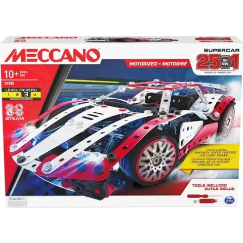 Meccano Bouwpakket Supercar 25-in-1 Staal 351-delig Wit/rood