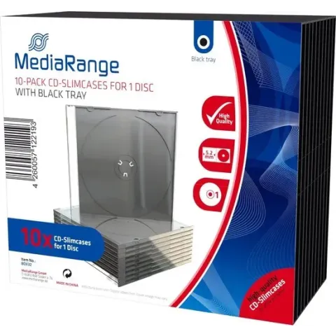 MediaRange BOX32 CD-doosje Dvd-hoes 1 schijven Zwart, Transparant