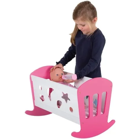 My Beautiful Dollsroom Houten Poppenbed 49x37x35 cm Roze/Wit