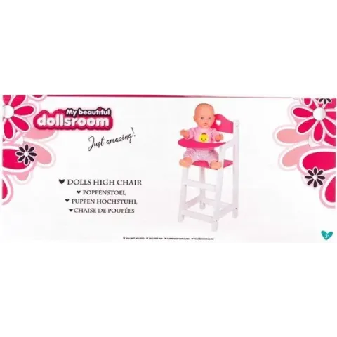 My Beautiful Dollsroom Houten Poppenstoel Roze/Wit