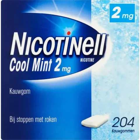 Nicotinell cool mint 2 mg kauwgom - stoppen met roken - 204 stuks