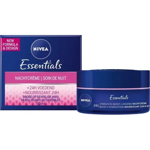 NIVEA Essentials Herstellend Droge of Gevoelige Huid - 50 ml - Nachtcrème