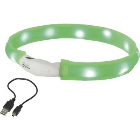 Nobby lichtgevende halsband wide visible LED groen M - 55 cm