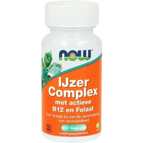 NOW  IJzer complex met actieve B12 en Folaat - 100 vcaps