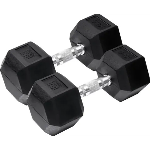 Orange Gym, Hex Dumbbell – 10KG – Set van 2 - hexagon dumbbells - neoprene dumbbell -