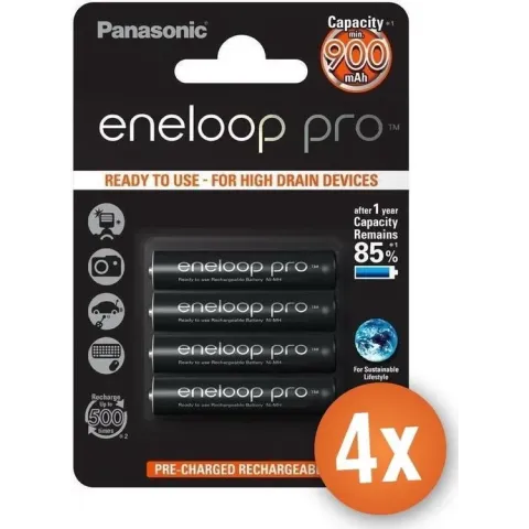 Panasonic AAA Eneloop Pro batterijen - 900 mAh - 16 stuks