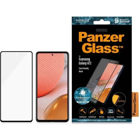 PanzerGlass Anti-Bacterial Case Friendly Screenprotector voor de Samsung Galaxy A72 - Zwart