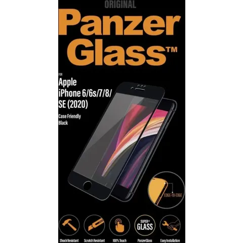 PanzerGlass Case Friendly Screenprotector voor de iPhone SE (2020) - Zwart